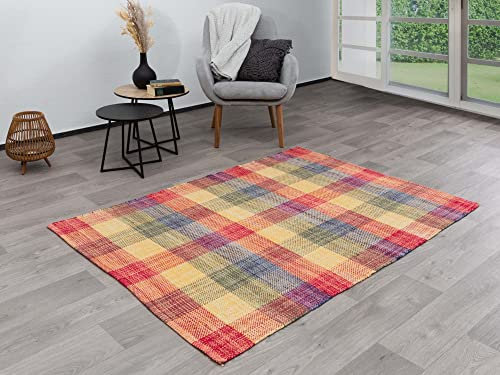 Steffensmeier Handwebteppich Aberdeen | Schurwolle | Wohnzimmer | Bunt, handgewebt, Größe: 90x160 cm