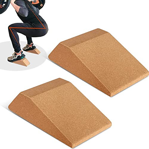 YOGA Blöcke Rutschfest Kork Wadenstrecker Kniebeugen Keil Werden Squat-Keilblock Rutschfeste Squat-Rampe für Dehnen Muskeln und Faszien, Slant Board Mobilisationskeil für Kniebeugen und Kreuzheben