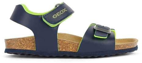 Geox J Ghita Boy B Sandale, Bleu Marine/Jaune Fluo, 31 EU