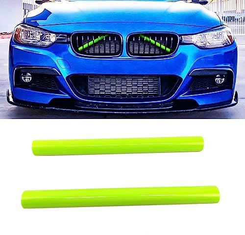 M-Sport V Brace Grille Inserts Stripes Trim,for BMW 3/4 Series F30 F32 320 328 330 335 428 435 (Fluorescent green) Front Grille Trim Stripes Cover