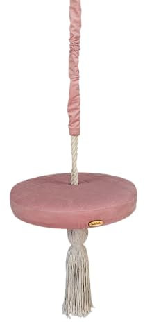 Create for you® - Baby Schaukel Indoor, Ringe schaukel, Schaukel Baby, Babyschaukel Türrahmen, Holzschaukel für die Deckenmontage, höhenverstellbar, Durchmesser 36 cm, Farbe Rosa