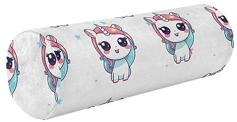 FRODOTGV Viele süße Einhörner Runde Nackenrolle Kissen Therapeutische Nackenrolle Kissen 17 Runde Kissen Einsatz Schaum Zylinder Rolle Kissen für Nackenstütze