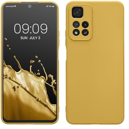 kwmobile Hülle kompatibel mit Xiaomi Redmi Note 11 Pro+ 5G / Note 11 Pro Plus 5G Hülle - weiches TPU Silikon Case - Cover geeignet für kabelloses Laden - Strahlend Gelb