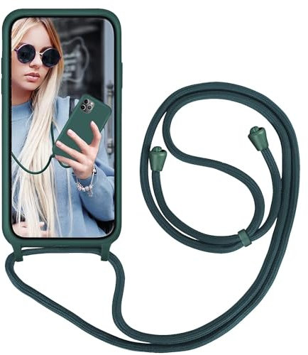 GoodcAcy Cover con Collana per Xiaomi Redmi 13C/Xiaomi Poco C65,Custodia Silicone Liquido con Cordino,Custodia con Regolabile Collana Case con Laccio Tracolla per Redmi 13C/Xiaomi Poco C65,Verde