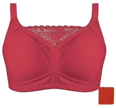 LUXRUB Mastektomie BH mit Taschen für Brustprothese, Frauen Alltag BH Vollständige Abdeckung Drahtloser Bralette Post OP BH, weinrot, 44A