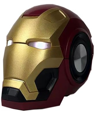 YUMUE Iron Man Bluetooth speaker, mini design, deep bass sound effect, built-in FM radio and mini SD card slot, rechargeable battery, portable to use.
