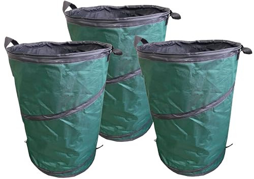 Gartenabfallsack Pop-Up 3 x 120 Liter - Ideal für Laub, Grünschnitt & Gartenabfälle | Leicht, Faltbar & Stabil | Unverzichtbar für Gartenpflege und Aufräumarbeiten