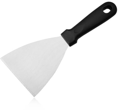 Espátula de Cocina para en Inoxidable, Accesorio para Tartas, Lasañas y Postres con Mango Ergonómico de Polipropileno Negro-Utensilio de repostería