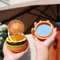 Mini ventilador de hamburguesa recargable, ventilador de juguete lindo creativo con espejo, modo 3 velocidades, pequeño regalo para familia y amigos en verano.