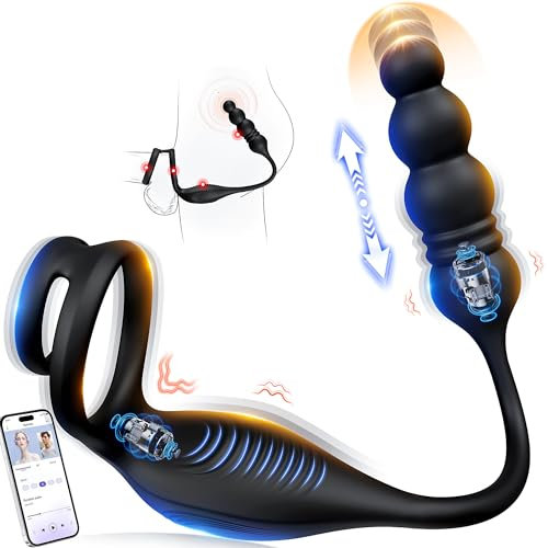 Devikeaber Thrusting Anal Vibrator Male Sex Toys for Men, Prostate Massager Anal Toys with 9 Thrust & 9 Vibration Modes, Cock Ring & Remote Control Butt Plug Adult Mens Sex Toy Toys4mens UK