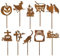 BOFUNX 10 Stück Halloween Rost Gartenstecker Gartendeko Metall Hexe Kürbis Boo Raben Grabstein Kreuz Zombie Hand Roststecker für Garten Rasen Hof Balkon Blumentopf