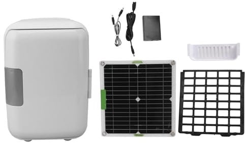 Mini Frigorifero Portatile a Pannello Solare, Frigorifero Ad Energia Solare 50W DC18V, Frigorifero per Auto, Frigorifero con Congelatore Portatile per Auto, Camper, Campeggio,