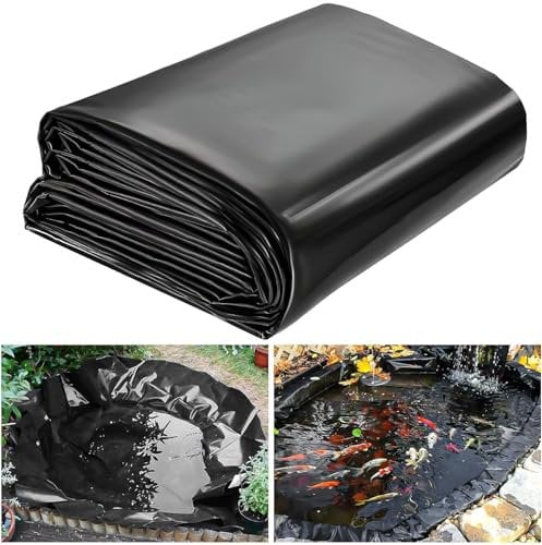 3 m x 4.5 m Pond Liner, 20 Mil Fish Pond Liner HDPE Pond Skins, Pond Liners for Outdoor Ponds, Koi Ponds, Garden Fountains, Waterfalls