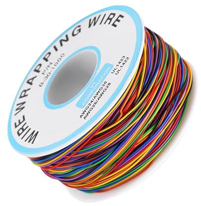 30Awg Multicolor Insulation Wrap Cable, Electric Wire Cable Fil Awg 30 Flexible Tin Plated Copper Jumper Wire, Wrap, Electric For Electronic, 820.21Ft Spool, Motherboard, Lcd Display