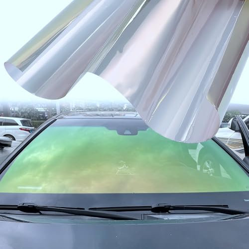 XhuangTech Car Window Tint Film, 58% VLT Chameleon Car Window Tint Film Chameleon Green Yellow, 96% Heat Insulation Anti Glare Window Film, Car Tint Solar Film for Windshield/Side Window (0.5x3M)
