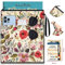 OffiEase Book Sleeve Pouch Cover Protector - Paperback Hard Book Booksleeve with Zipper Reading Accessories for Bookish Lovers Women Readers Beige Flowers