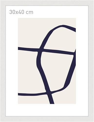 accent by nielsen Bilderrahmen, 30 x 40 cm, Holz, Weiß, Posterrahmen zum Aufhängen im Hoch- & Querformat, Echtglas, Velino