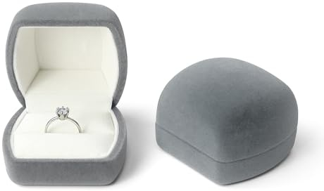 FuninCrea Porte Alliance Mariage en Velours à Fente Simple, Boite Bague Élégant pour Boucles d'Oreilles Bagues, Petit Boite Alliance pour Proposition Fiançailles Mariage Cérémonie (Gris)