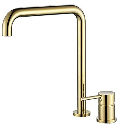 Robinet de lavabo, mitigeur à Deux Trous for Salle de Bain, Grue de Salle de Bain, mitigeur d'eau Chaude et Froide, Chrome(Polished Gold)