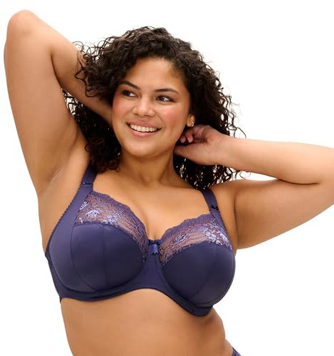Elomi Women's Morgan Stretch Lace Underwire Banded Bra, Midnight, 40GG US