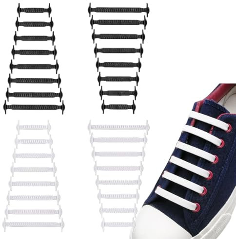 KWKPR Lacci Scarpe Elastici, Impermeabili, Silicone, 2 Paia, Bianco, Bambini e Adulti