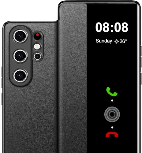 Carcasa para Samsung S24 Ultra Funda con tapa para Samsung Galaxy S24 Ultra Carcasa con tapa S24 Ultra Protección Case Flip Folio Clear View Cover Slim 360 Full Body a prueba de golpes Funda 5G / 6,8