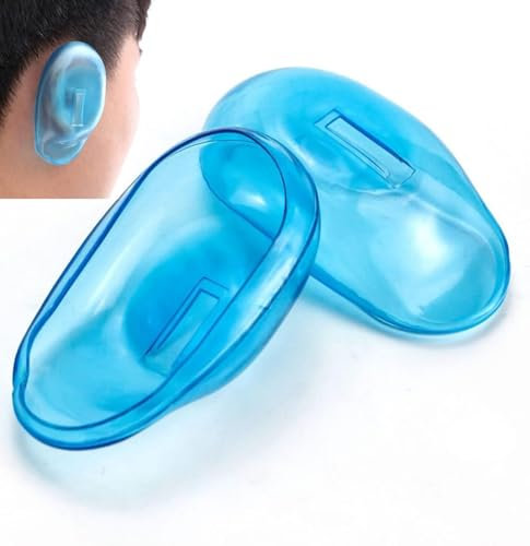 Generic Lot de 2 cache-oreilles en silicone – Bleu – Protège les oreilles de l'eau et de la teinture des cheveux – Confortable et durable – Facile à utiliser – Réutilisable – Pour les traitements