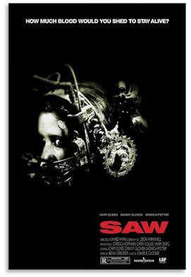Aizhimi Horror-Film-Poster Saw-Filme Poster für Zimmer Ästhetische Leinwand-Wandkunst Schlafzimmer-Dekor 40x60 cm (16x24 Zoll)