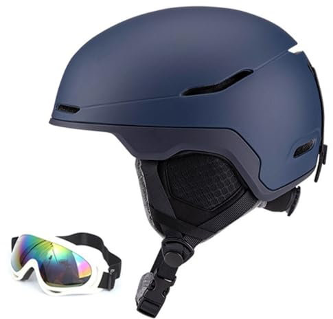 Unisex Skihelm, Atmungsaktiver Ski-Helm Größenverstellbar, Snowboardhelm mit ABS-Schale, EPS Auskleidung(BB Dark Blue,M(55-58CM))
