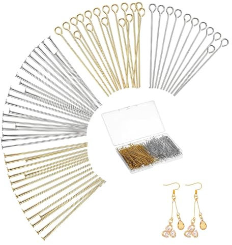 Yuaiosn 800 Stück Nietstifte Schmuckherstellung, Stecknadeln Kopf Pins Ohrringe Basteln Nietstifte Mit Öse, 50mm Kugelkopf Pins Kupfer Nietstifte, für Bastelarbeiten, Armbänder, Anhänger, Zubehör