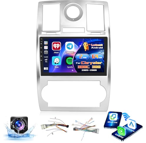 Inefala Radio para Chrysler 300C 300 2005-2009 Android 15 2+64G con Wireless Carplay y Android Auto, 9'' Pantalla Táctil Estéreo Radio con Bluetooth 26UI EQ GPS FM/RDS SWC AHD Cámara Inversa