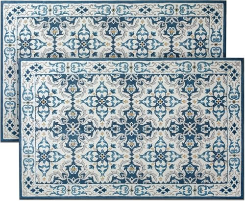 Hafaa Door Mats 80 x 150 cm 2 Pack Mats for Kitchen Outdoor Indoor Doormats Non Slip Dirt Trapper Heavy Duty Floor Mat Printed Super Absorbent Front Doormats (Luna)