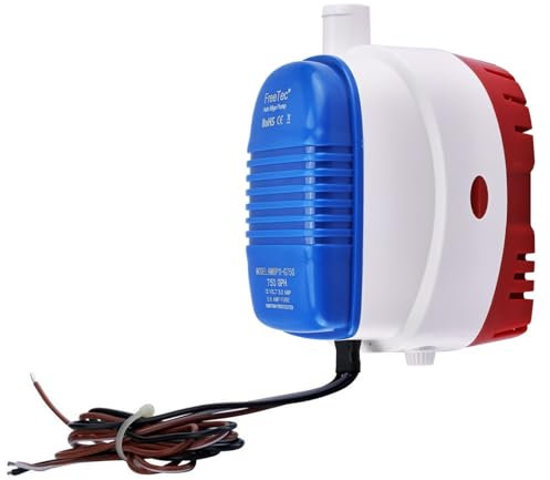 FreeTec Pompe de cale 12 V 47 LPM submersible automatique - Pompe de cale avec interrupteur à flotteur - Pas besoin d'un interrupteur à flotteur séparé - Pour bateaux, pompes à eau de cale, piscines