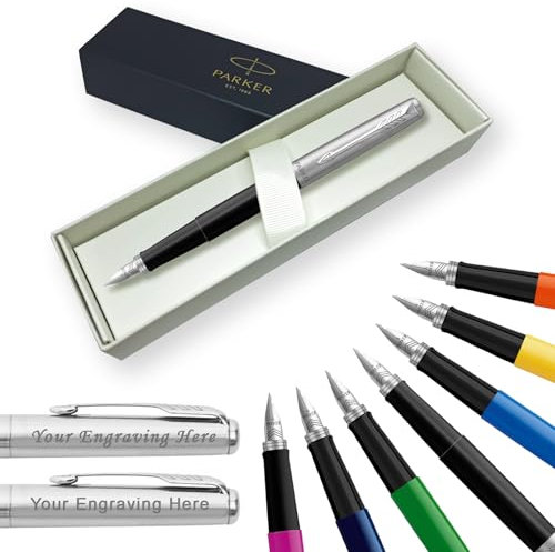 Parker Jotter Fountain Pen Personalised Pen Engraved In Classy Gift Box Ideal, Birthday, Valentines, Mothers or Fathers Day Engraved Parker Pen with Laser Engraving (Black)
