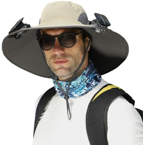 Solar Fan Hat Wide Brim Outdoor Fishing Hat Solar USB Charging UV Protection Comforable Breathable Cap