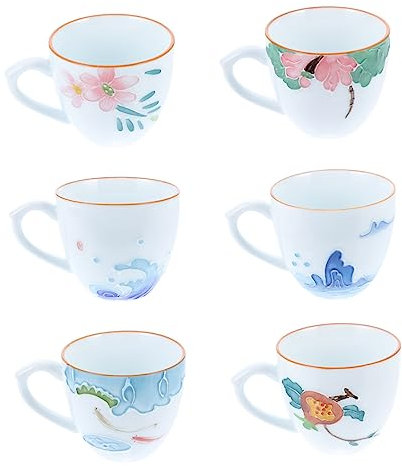Mikinona 6Pezzi Tazze tè Dipinte Eleganti Tazze da tè Kung Fu per Tisane e Infusi Tazza tè con Design Retro e Lavorazione Squisita