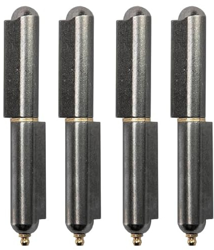 Gudwells 7(L) x13/16(OD) Weld On Steel Lift Off Bullet Hinge with Brass Bushing Washer & Grease Zerk Fitting for Gates, Doors, BBQ Pits, Containers, Trailer Ramps and Tool Cabinets - 4 Packs