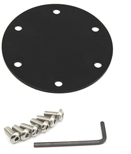 Steering Wheel Button Delete Plate Cover Aluminum Construction with 6 Holes for Customization (Black)