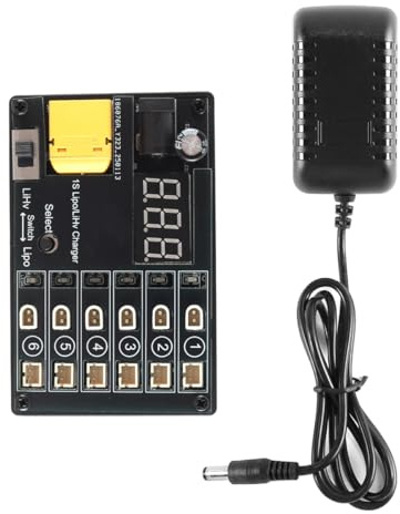 Durlo Chargeur de batterie LiPo 1S 3,7 V/3,8 V, 6 ports, 3,8 V/4,35 V, pour drone RC, quadricoptère, batterie Lipo avec BT2.0/PH2.0