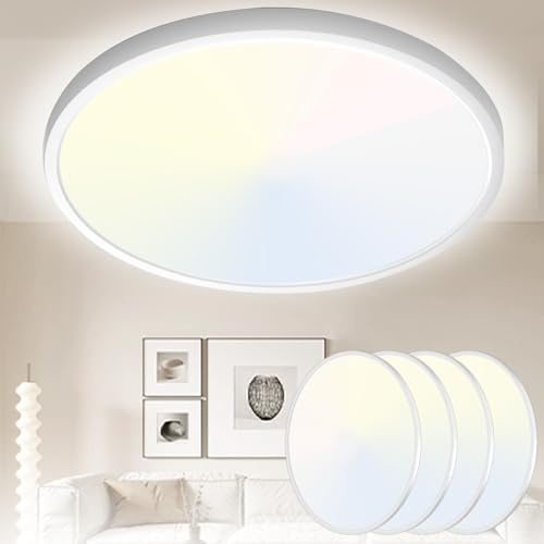Yexati LED Deckenleuchte 36W 6000K/4000K/3000K, 3200LM IP54 Ultra Dünn Deckenlampe, Flach Rund Modern Badezimmer Lampe Küchenlampe für Flur Schlafzimmer Balkon Wohnzimmer Büro Küche Keller Ø40CM