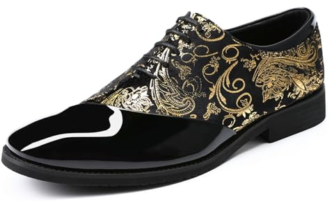 YFFUSHI Herren Jacquard Lederschuhe Elegant Anzugschuhe Businesss Hochzeit