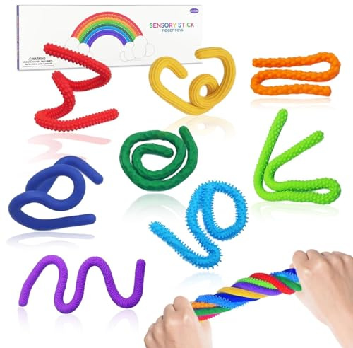 8 Stück Fidget Toys Silikon Sensorik Stick, Sensorik Spielzeug | Silikon Sensorisches Spielzeug zur ADHS, Autismus und Stressabbau, Fidget Sensorik,Anti Stress Spielzeug für Kinder ab 3 Jahr