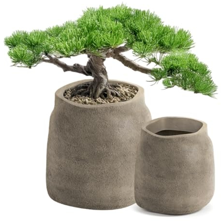 FEINZ Blumentopf 40 cm Macchiato | Übertopf, fester Einsatz, Betonoptik, 37 L, Garten, Balkon, Innenbereich, robust, pflegeleicht