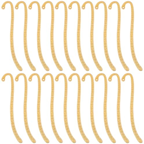 BEAMARKER 20er-Pack Metall-Lesezeichen-Haarnadel-Perlen Vintage-Haken Geschnitzte antike tibetische goldene Legierung Geprägte Lesezeichen mit Schlaufe Retro-Schmuck zum Basteln Charm für Bastler