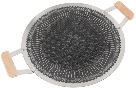 SEAFRONT Plaque de Barbecue, Poêle à Griller Coréenne en Acier Inoxydable, Répartition Uniforme de la Chaleur, Polyvalente pour les Rassemblements Intérieurs et Extérieurs (38 cm)