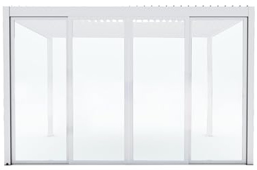 Milani Home - laterale scorrevole in vetro per pergola bioclimatica, 370 x 238 x 10 cm, bianco
