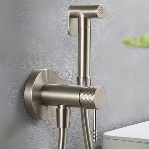 Imex Bidet-Dusche, warmes und kaltes Wasser, gebürstetes Nickel, Einhebelmischer für WC, hygienischer Einhebelmischer für Toilette, Bidet-Ersatzarmatur, Serie Genua