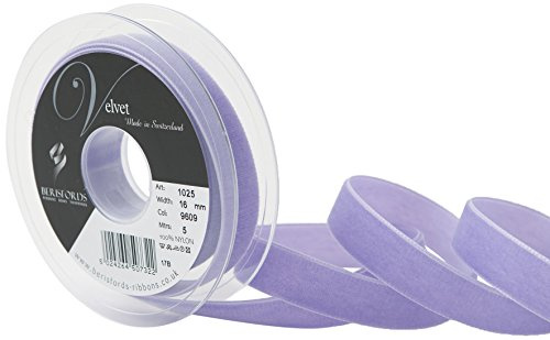 Berisfords Velvet Ribbon Violet 21mm x 10m - Nylon Craft Ribbon for Sewing, Gift Wrapping and Hair Accessories