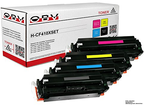 OBV 4X kompatibler Toner als Ersatz für HP CF411X CF412X CF413X CF410X 410A für HP Color Laserjet Pro MFP M477fdw M477fdn M477fn M477fnw M452dn M452nw M377dw M452