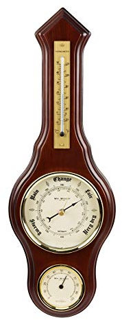 DIWW Mahogany Banjo Wooden Wall Barometer Thermometer Hygrometer Weather Station